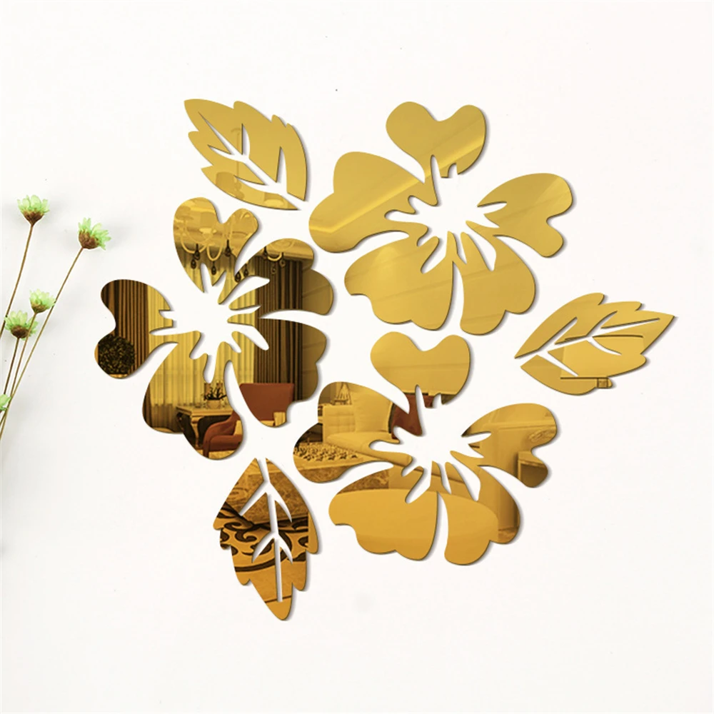 Flower and Leaf Acrylic Wall Stickers